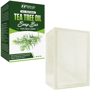 Plastic Free Tea Tree Oil Soap Bar for Face & Body, 4oz – Antifungal Antiseptic Natural Remedy Skin Cleanser